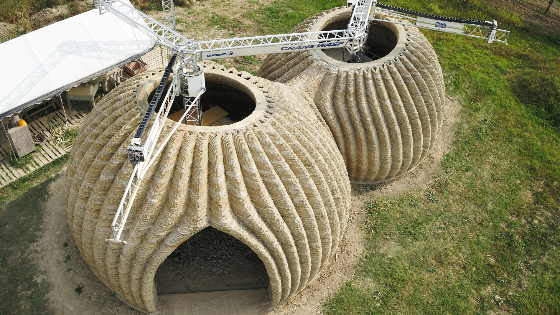 Tecla is the only fully 3D-printed construction based on natural materials, and was made with multiple Crane-3D printers working at the same time. Picture: WASP