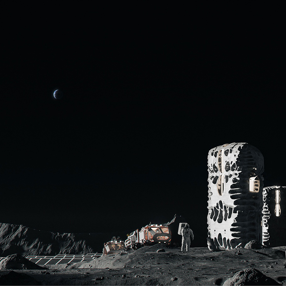 Vom Knochenwachstum inspiriertes Mond-Habitat