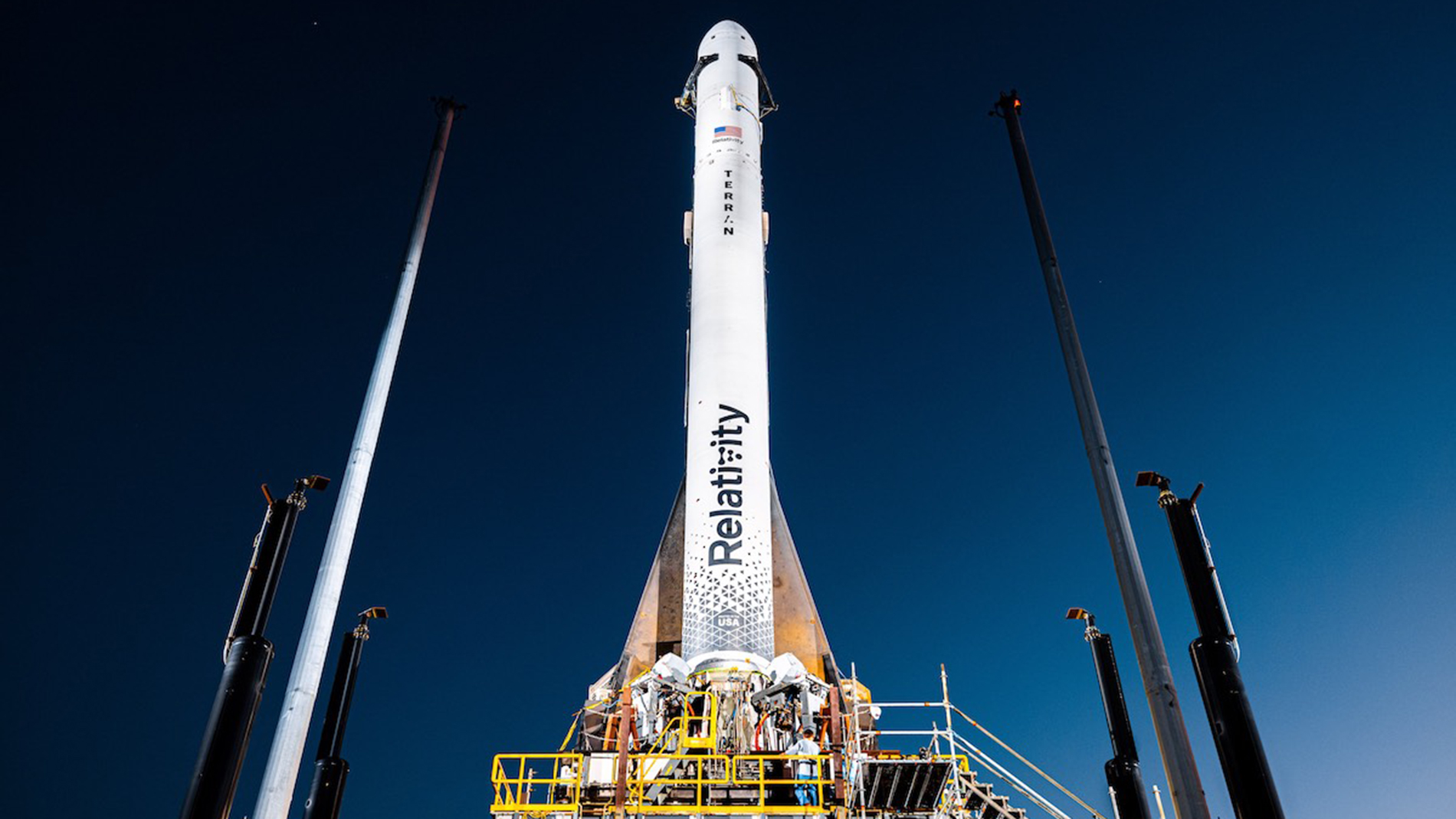 Terran 1 on the launch pad. Image: Relativity Space - Trevor Mahlmann