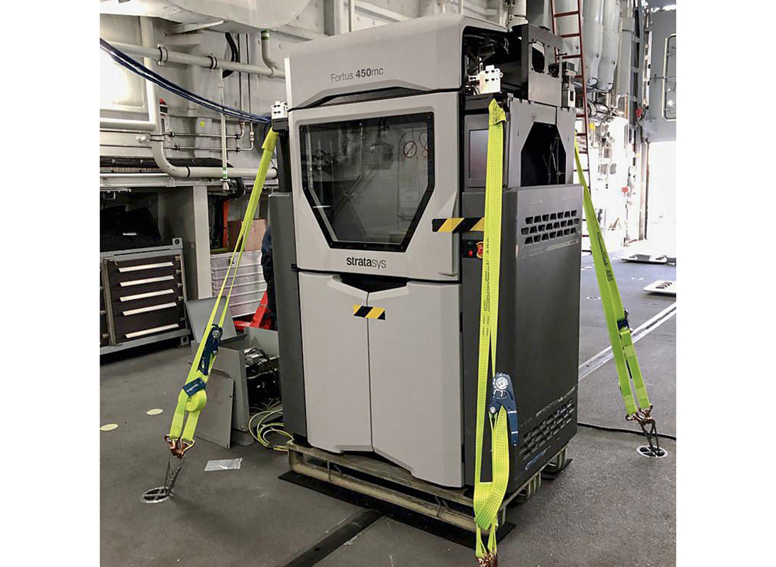 One of the machines installed was a 3D printer from Stratasys. Image: German Navy