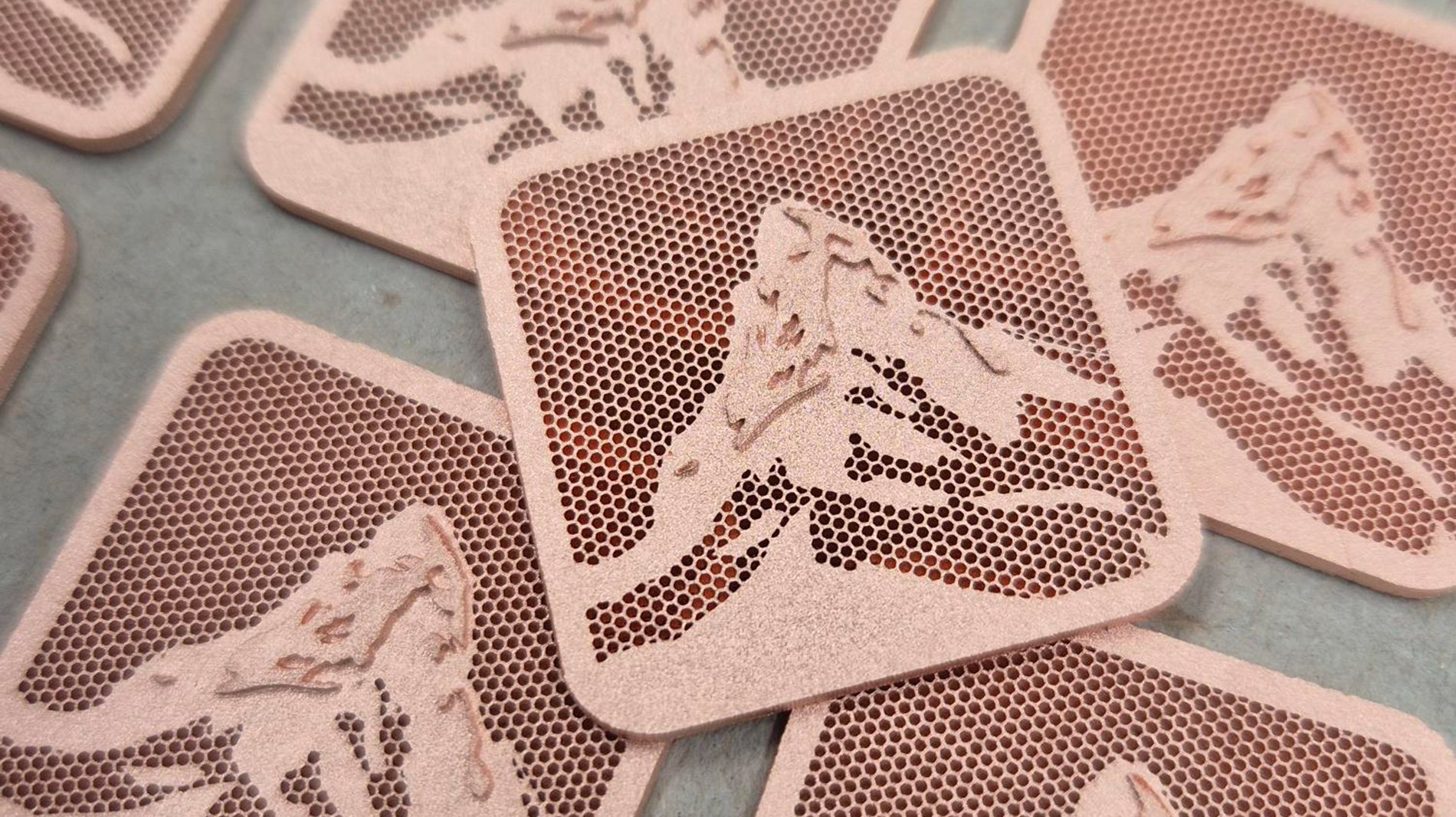 Copper sample parts produced by additive screen printing. Image: Exentis