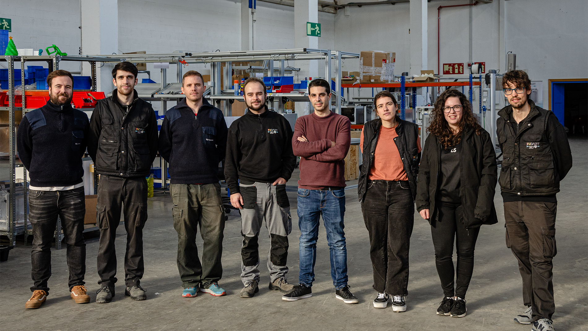 Das Team von Indart3D (von links nach rechts): Rodrigo Herrera, Ander Sanchez, Gaizka Jara, Jon Sanchez, Aitor Garcia, Sara Cajaraville, Leire Sardón, Ivan Sardón. Bild: Indart3D