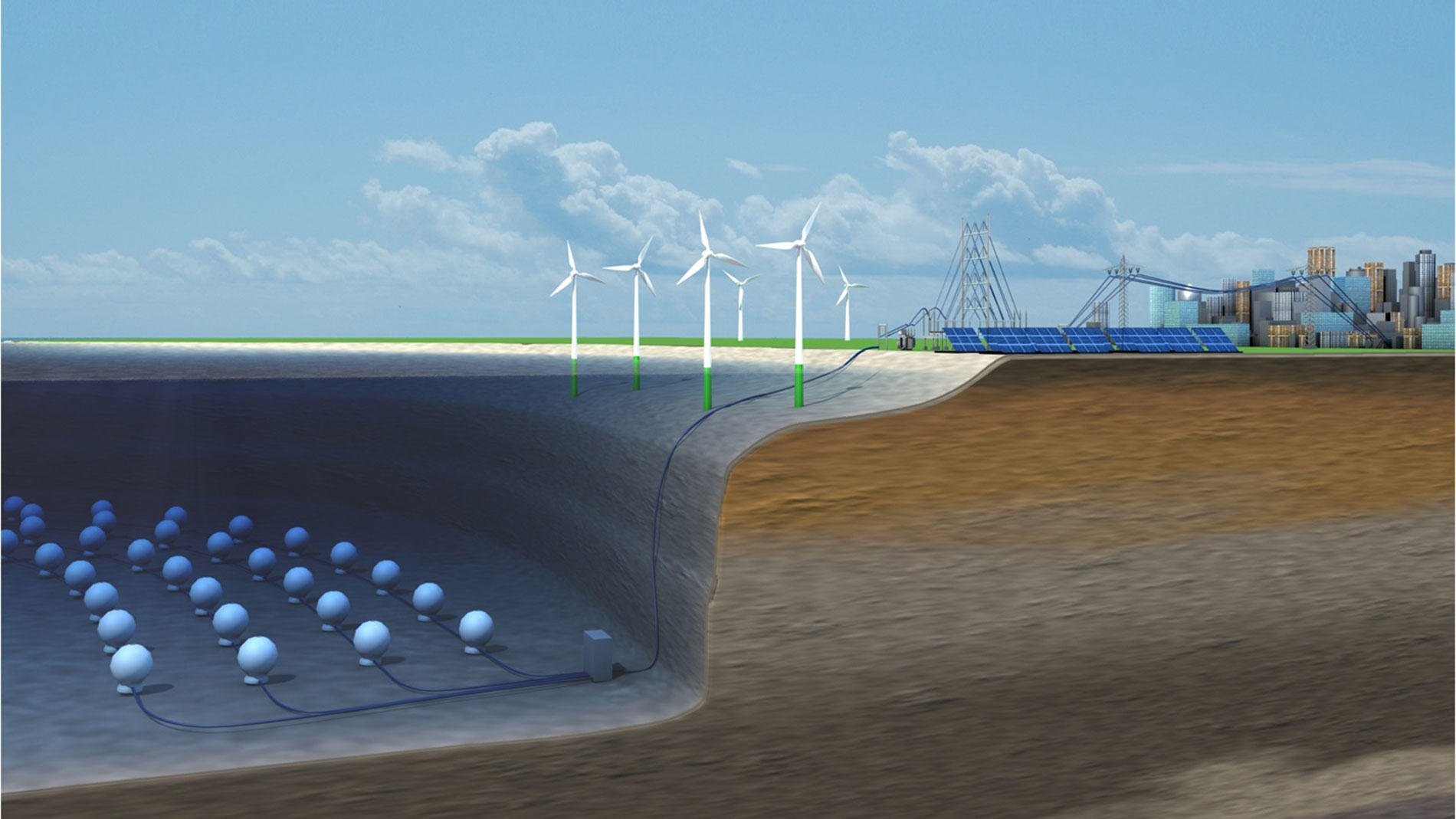 This is what electricity storage could look like in the future. Animation: Hochtief Solutions AG