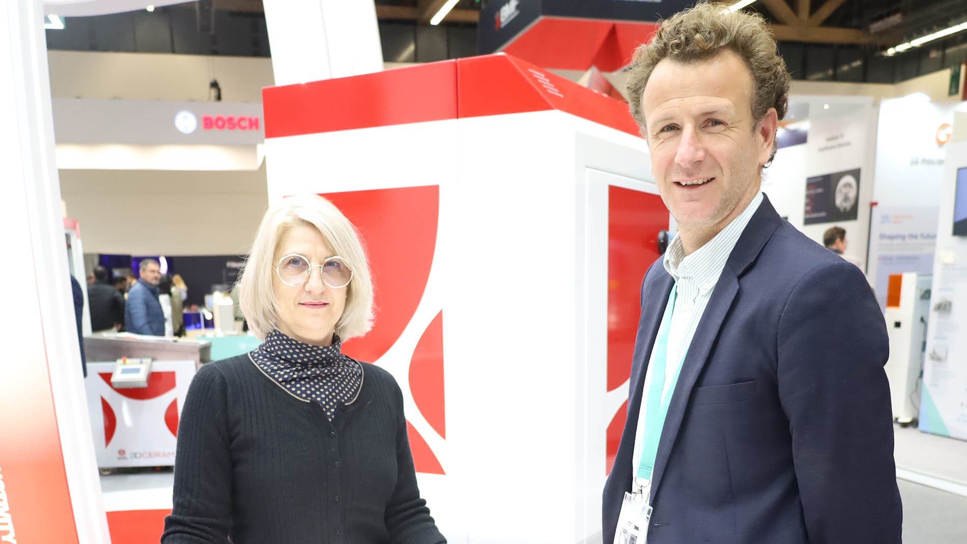 Kareen Malsallez and Arnaud Roux from 3DCeram Sinto presented applications from various industries at Formnext 2024. Image: Thomas Masuch