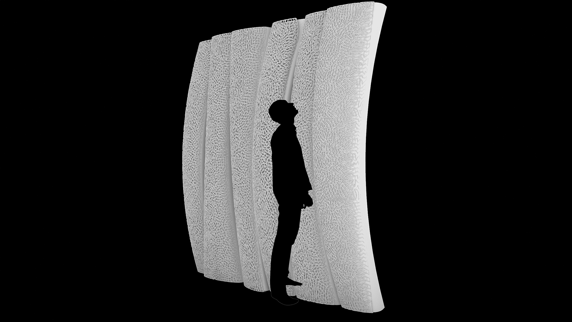 Silent Silhouettes investigates the potential of additively manufacturing acoustic absorbers from clay. Image: Stefanie Appelgrün, Max Benjamin Eschenbach
