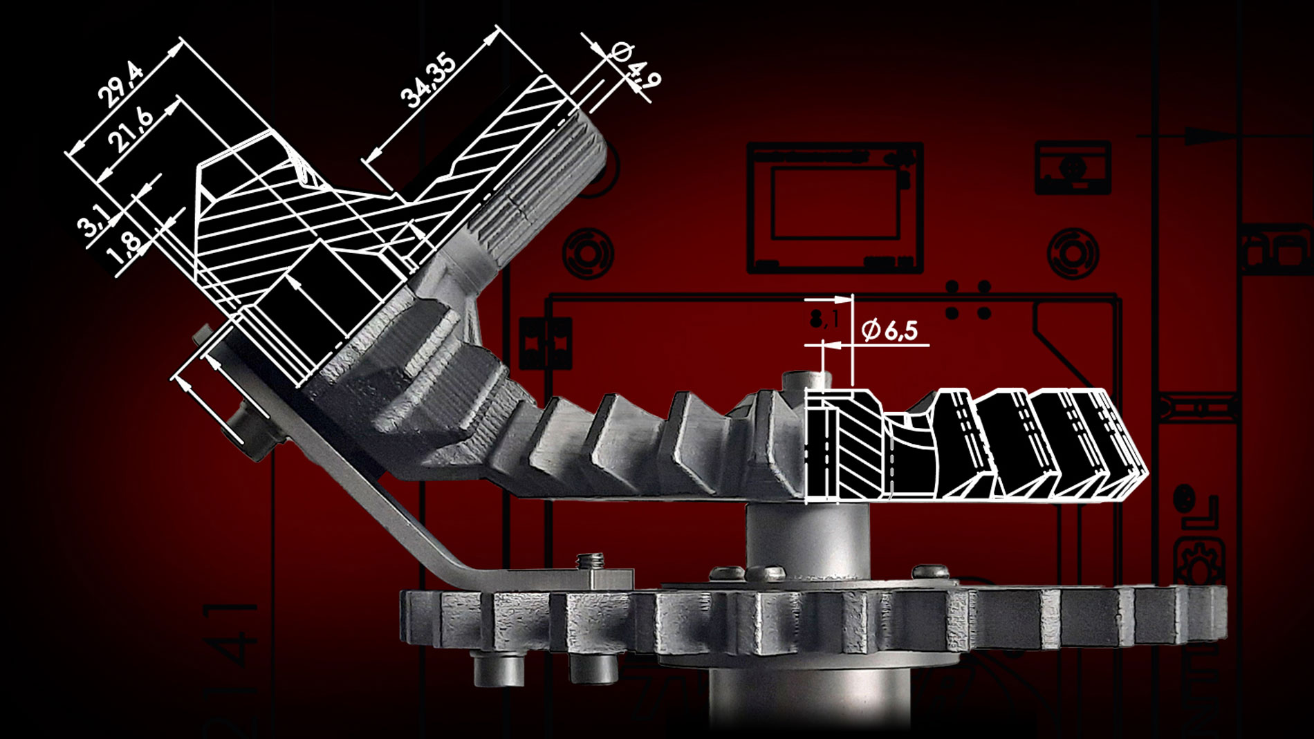 Gear wheels for workpiece holder in the Twister. Image: BMF