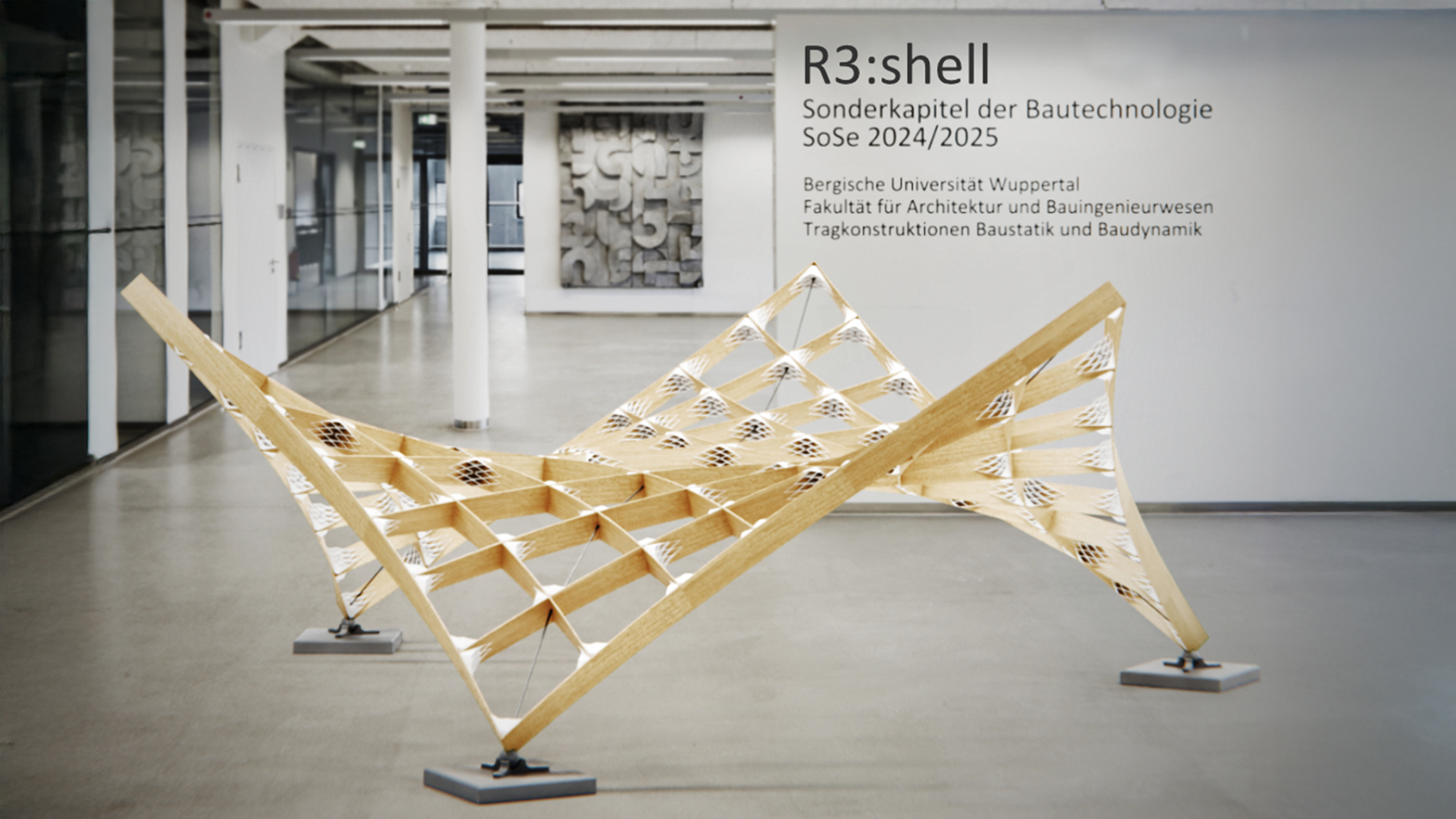 R3:shell is a hexagonal wooden lattice construction that was developed and constructed jointly with architecture students from Wuppertal University. Image: Alec Singh