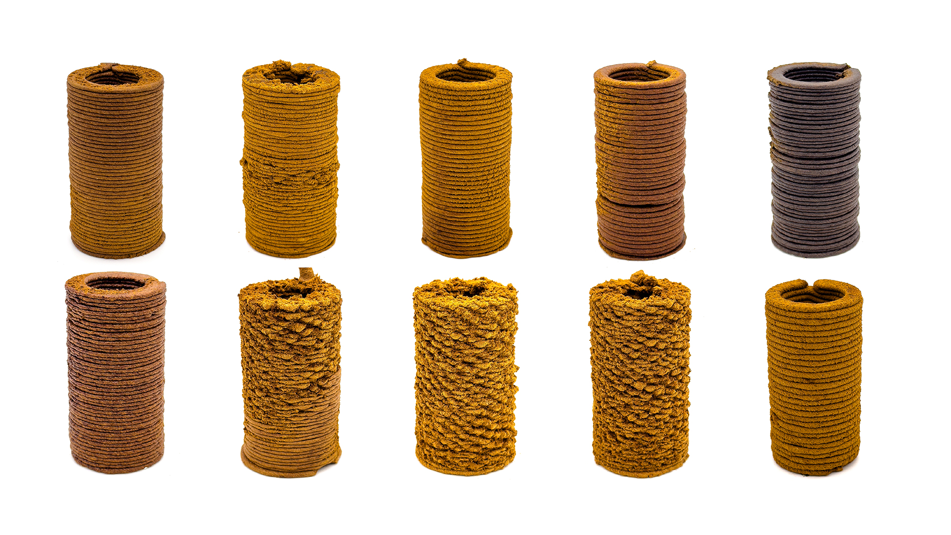 3D-printed test specimens with different fibres for determining printing properties/modulus of elasticity calculation. Image: Danny Ott