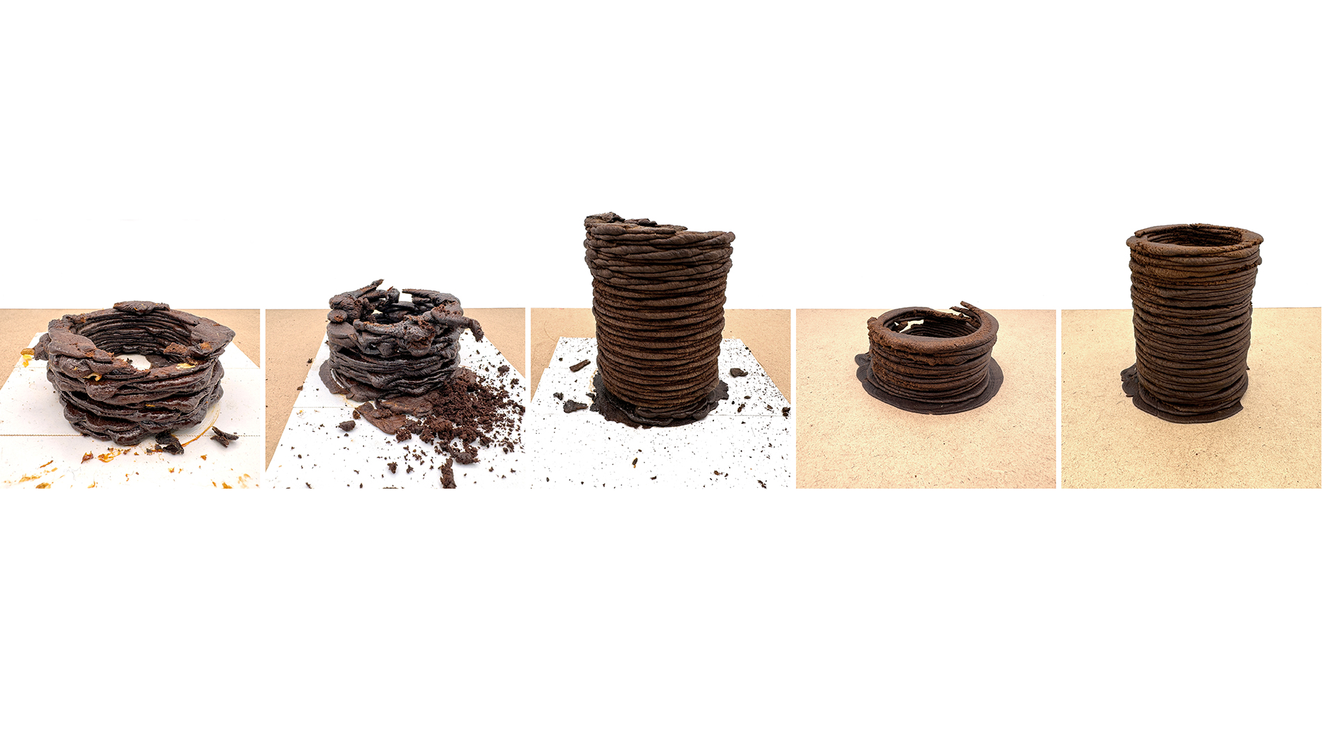 First 3D printing experiments with lignin composite. Image: Danny Ott